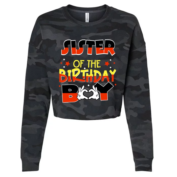 Sister Of The Birthday Boy Mouse Family Matching Cropped Pullover Crew