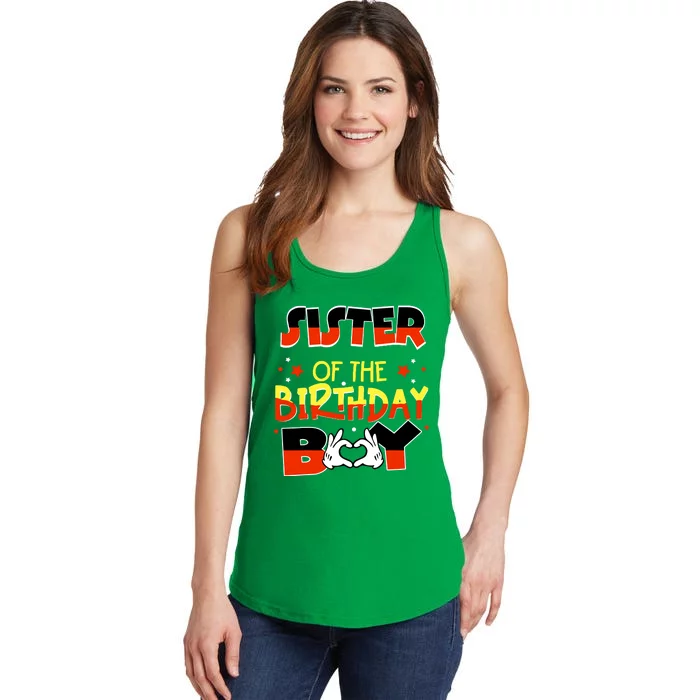 Sister Of The Birthday Boy Mouse Family Matching Ladies Essential Tank