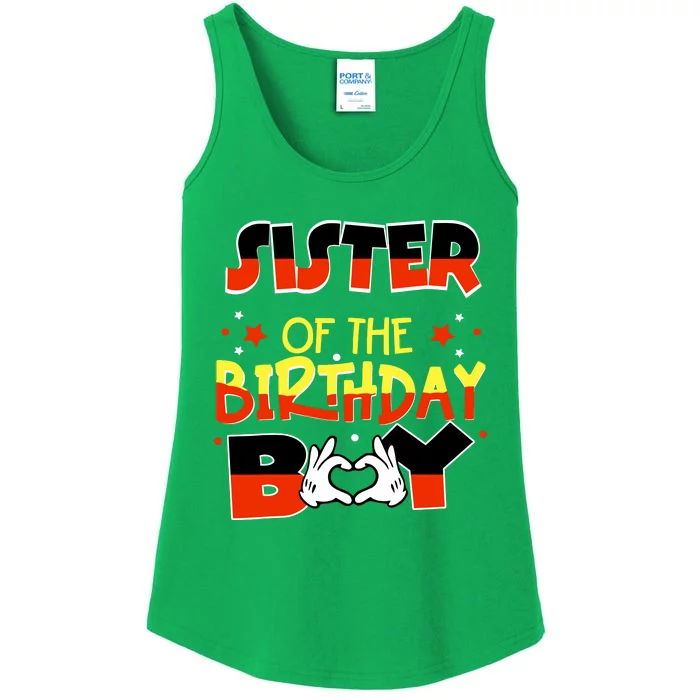 Sister Of The Birthday Boy Mouse Family Matching Ladies Essential Tank