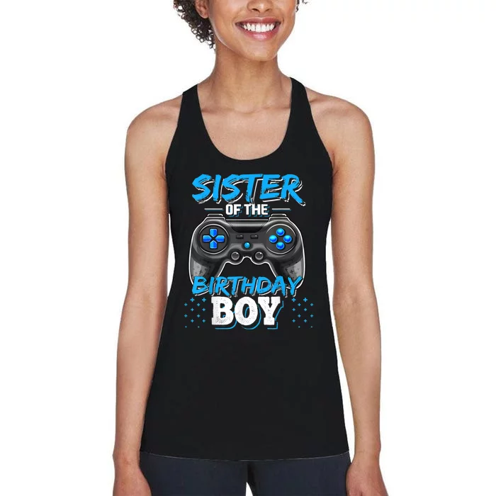 Sister Of The Birthday Boy Matching Video Game Birthday Gift Women's Racerback Tank