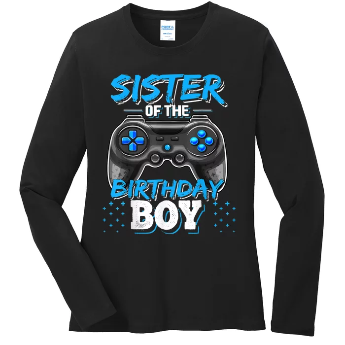 Sister Of The Birthday Boy Matching Video Game Birthday Gift Ladies Long Sleeve Shirt