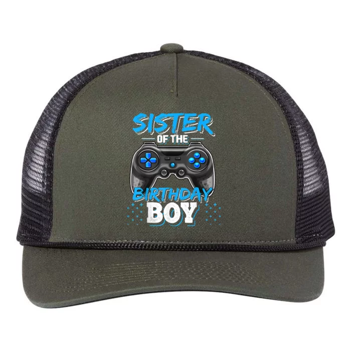 Sister Of The Birthday Boy Matching Video Game Birthday Gift Retro Rope Trucker Hat Cap