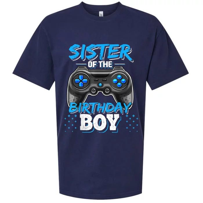 Sister Of The Birthday Boy Matching Video Game Birthday Gift Sueded Cloud Jersey T-Shirt