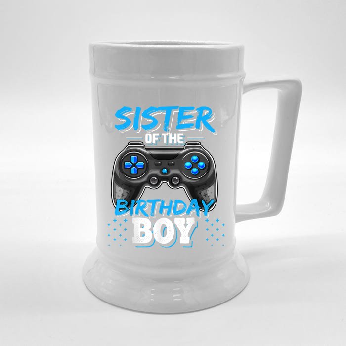 Sister Of The Birthday Boy Matching Video Game Birthday Gift Front & Back Beer Stein