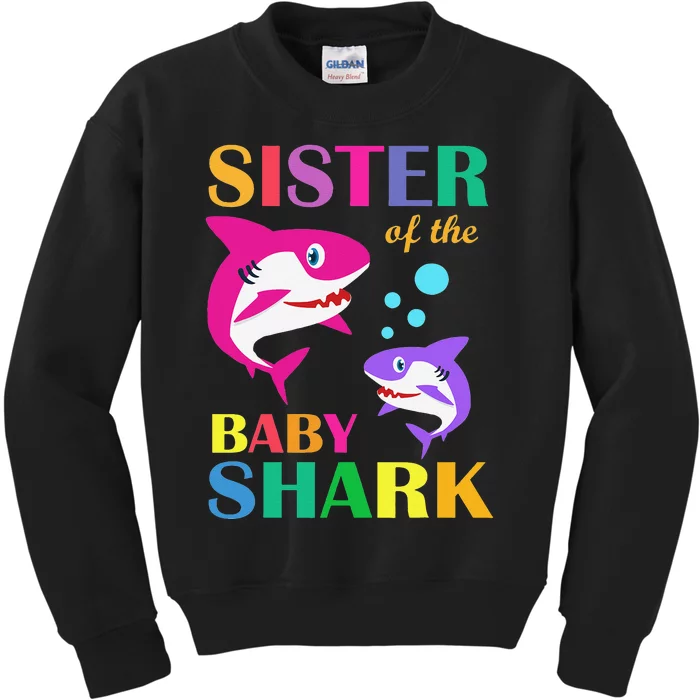 Sister Of The Baby Birthday Shark Sister Shark Mother's Day Kids Sweatshirt