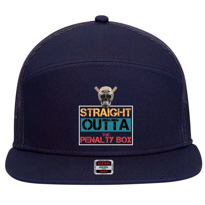 Straight Outta The Penalty Box Skeleton Ice Hockey Player Great Gift 7 Panel Mesh Trucker Snapback Hat