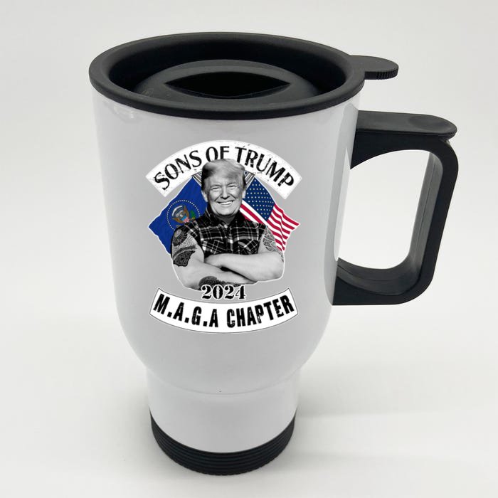 Sons Of Trump 2024 Biker Funny Front & Back Stainless Steel Travel Mug