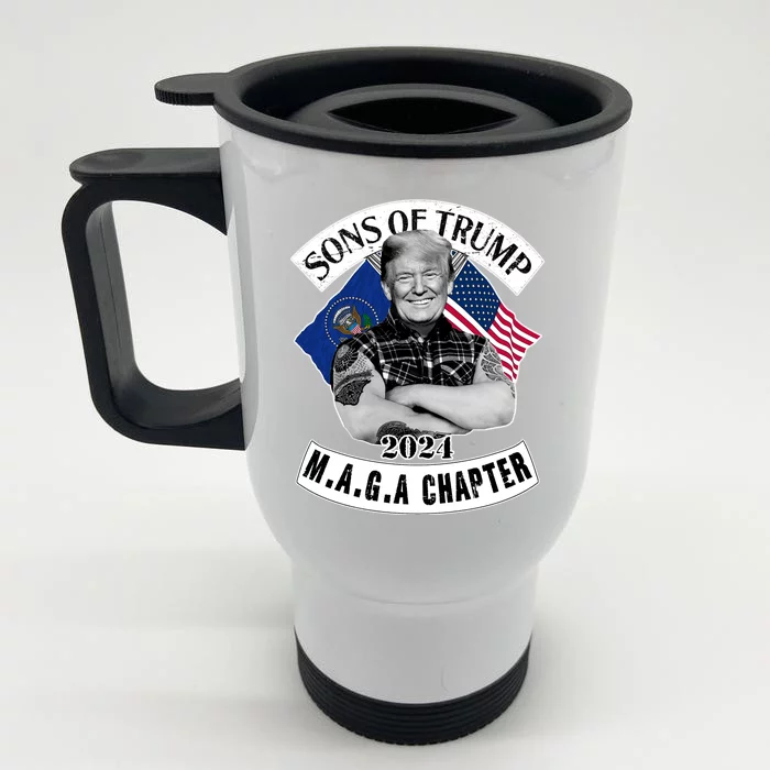 Sons Of Trump 2024 Biker Funny Front & Back Stainless Steel Travel Mug