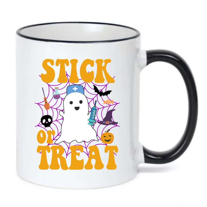 Stick Or Treat Halloween Nurse Ghost Black Color Changing Mug