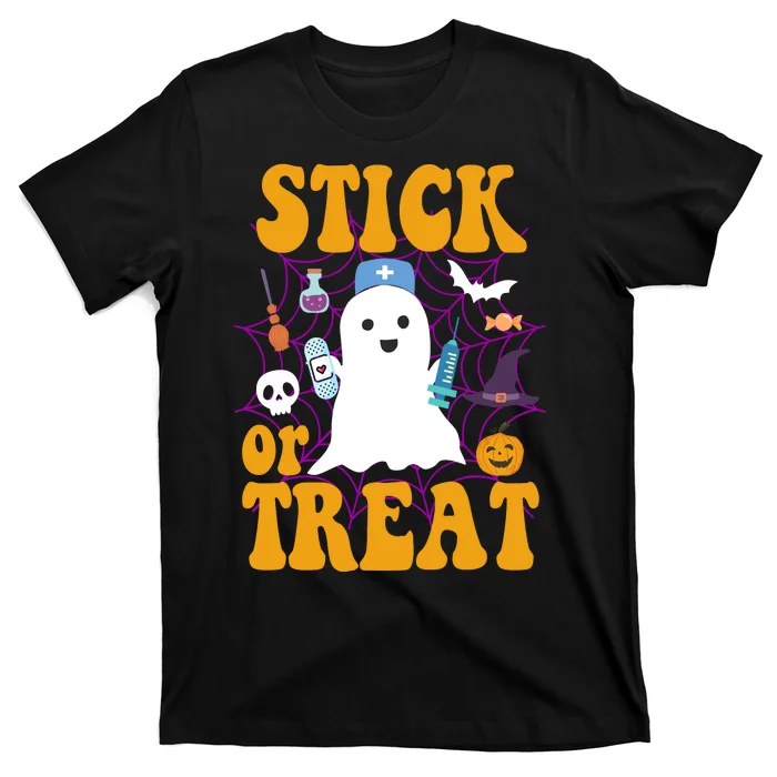 Stick Or Treat Halloween Nurse Ghost T-Shirt