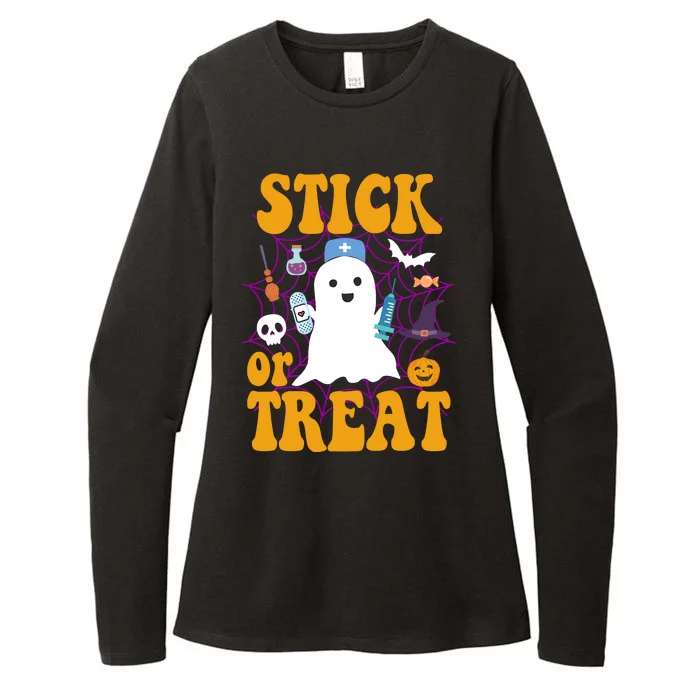 Stick Or Treat Halloween Nurse Ghost Womens CVC Long Sleeve Shirt