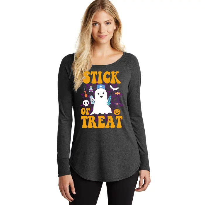 Stick Or Treat Halloween Nurse Ghost Women's Perfect Tri Tunic Long Sleeve Shirt