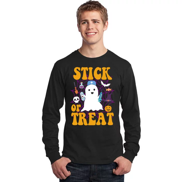 Stick Or Treat Halloween Nurse Ghost Tall Long Sleeve T-Shirt