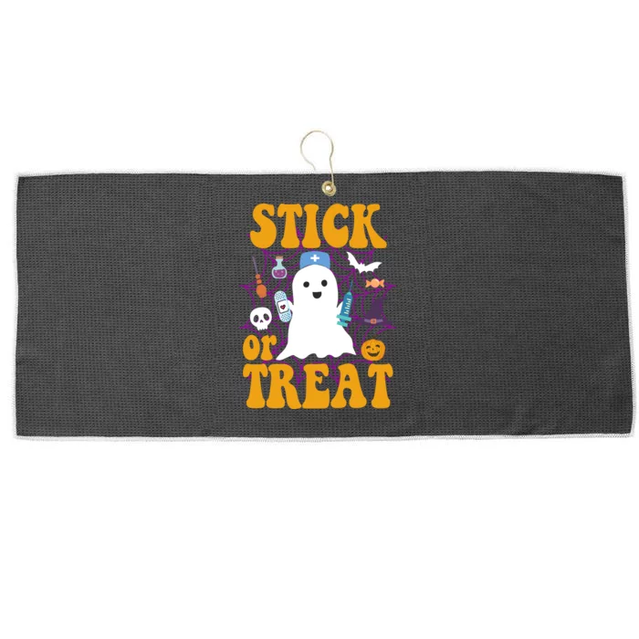 Stick Or Treat Halloween Nurse Ghost Large Microfiber Waffle Golf Towel