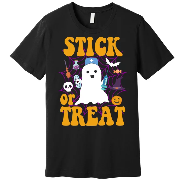 Stick Or Treat Halloween Nurse Ghost Premium T-Shirt