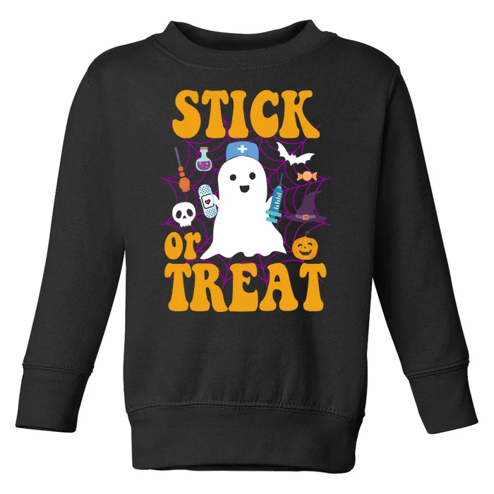 Stick Or Treat Halloween Nurse Ghost Toddler Sweatshirt