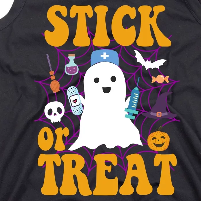 Stick Or Treat Halloween Nurse Ghost Tank Top