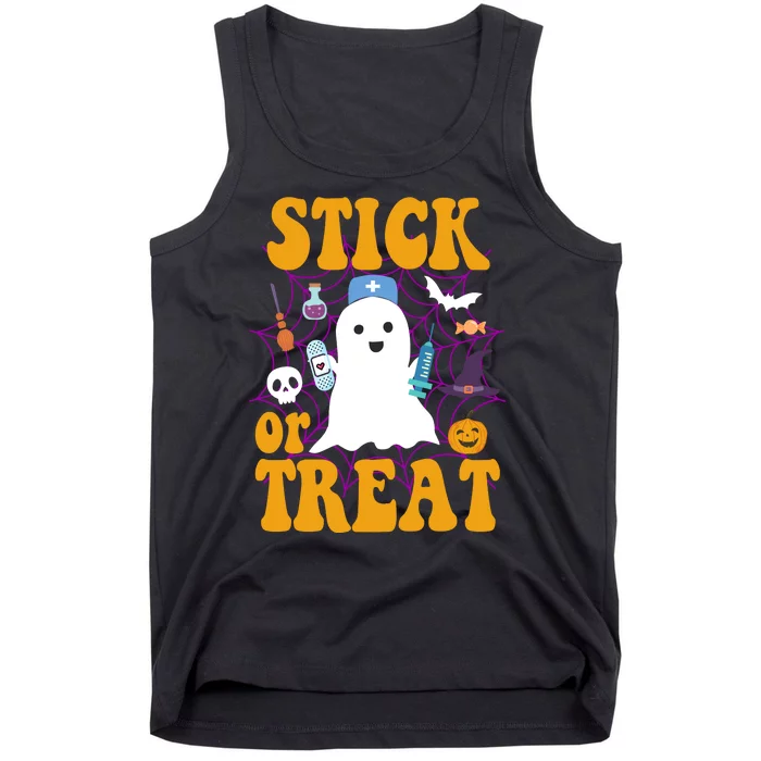 Stick Or Treat Halloween Nurse Ghost Tank Top