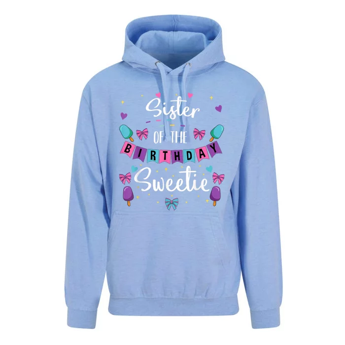 Sister Of The Birthday Sweetie Ice Cream Bday Party Sis Unisex Surf Hoodie