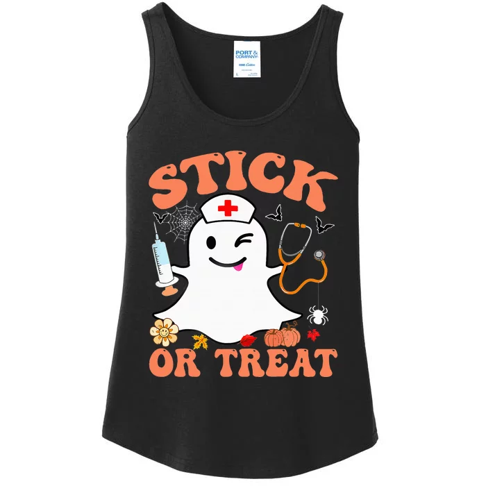 Stick Or Treat Nurse Funny Halloween Costume Ladies Essential Tank