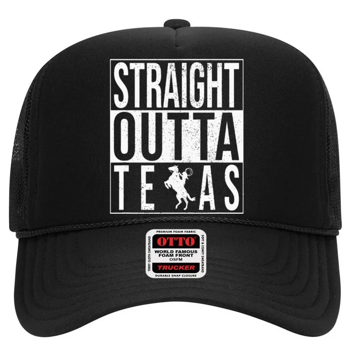 Straight Outta Texas Longhorn Cowboy And Rodeo High Crown Mesh Trucker Hat