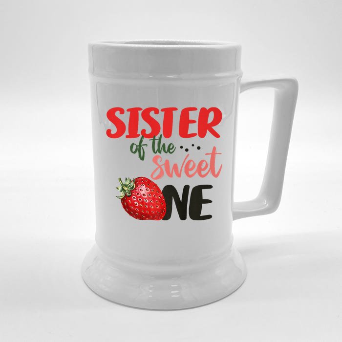 Sister Of The Sweet One Strawberry Birthday First Family Front & Back Beer Stein