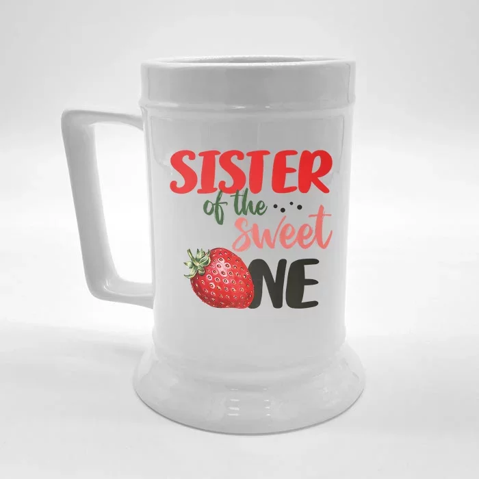 Sister Of The Sweet One Strawberry Birthday First Family Front & Back Beer Stein