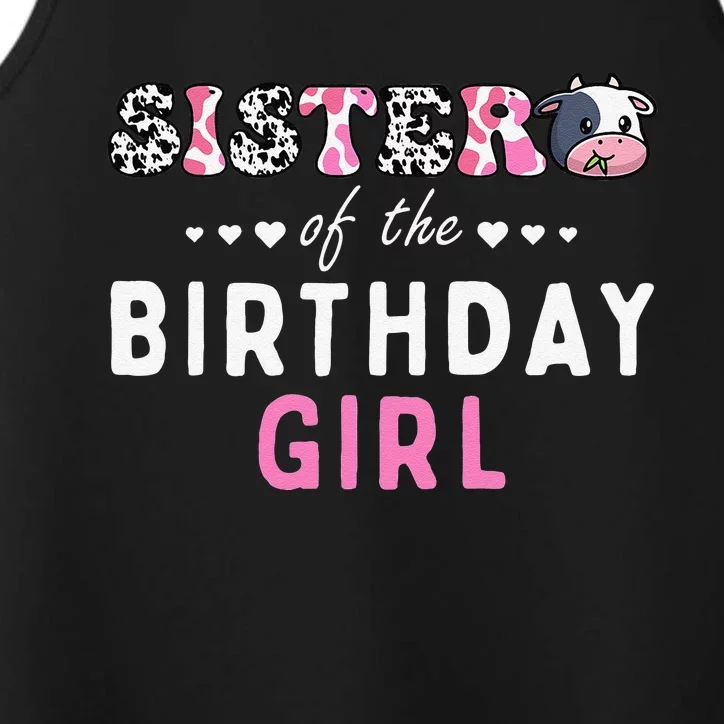 Sister Of The Birthday Farming Cow Family Matching Performance Tank