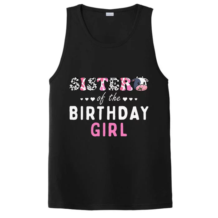 Sister Of The Birthday Farming Cow Family Matching Performance Tank