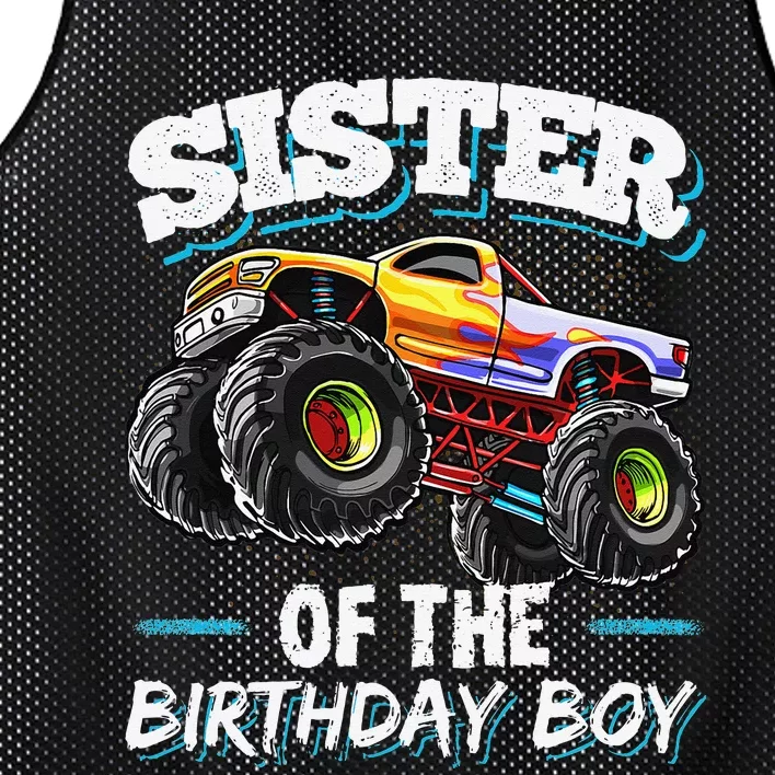 Sister of the Birthday Monster Truck Birthday Party Mesh Reversible Basketball Jersey Tank