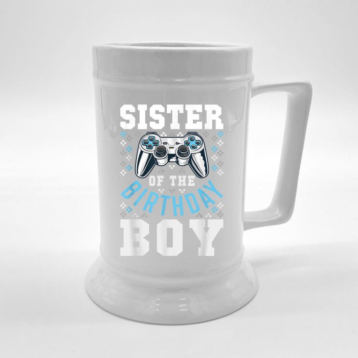 Sister Of The Birthday Boy Matching Video Gamer Birthday Front & Back Beer Stein