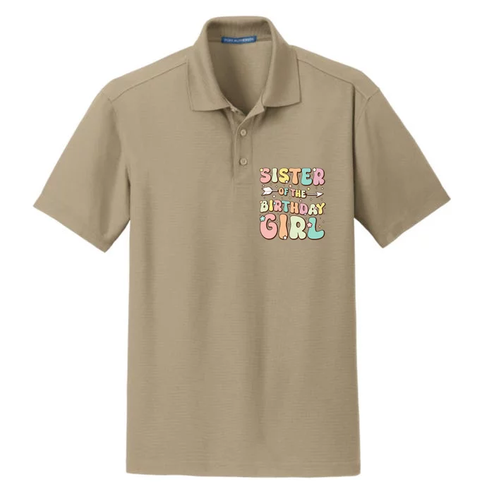 Sister Of The Birthday Girl Family Matching Birthday Dry Zone Grid Performance Polo