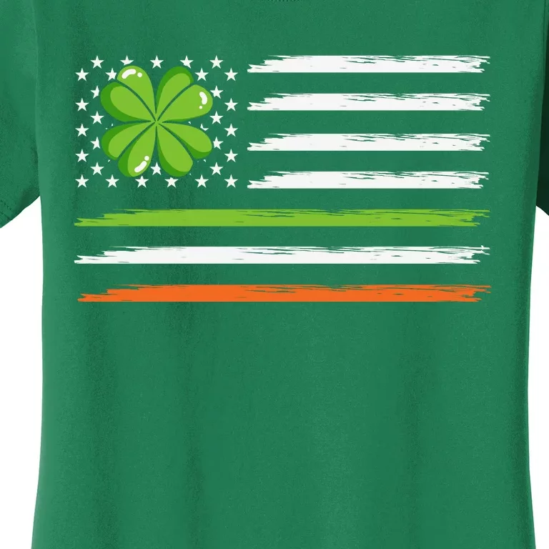 Shamrocks On Usa Flag St Patricks Day Women's T-Shirt