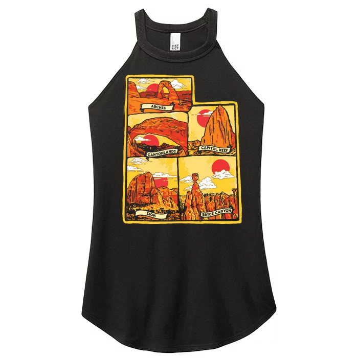 State Of Utah Five National Parks Arches Zion Capitol Bryce Women’s Perfect Tri Rocker Tank