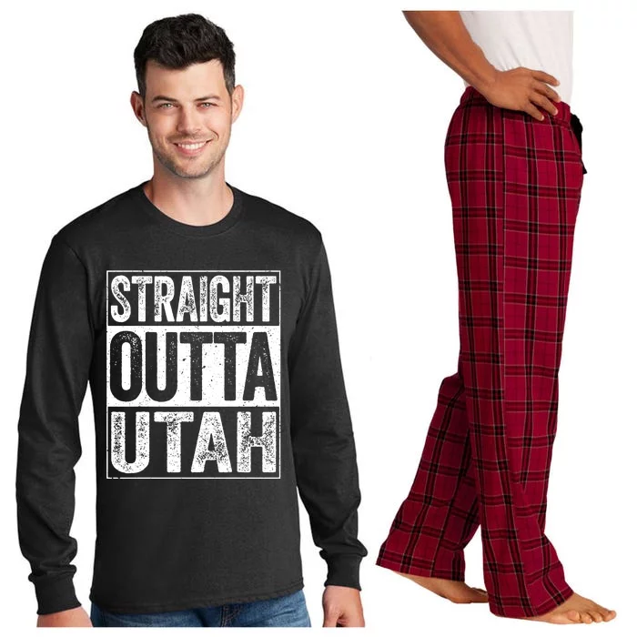 Straight Outta Utah Ut State Gift Long Sleeve Pajama Set