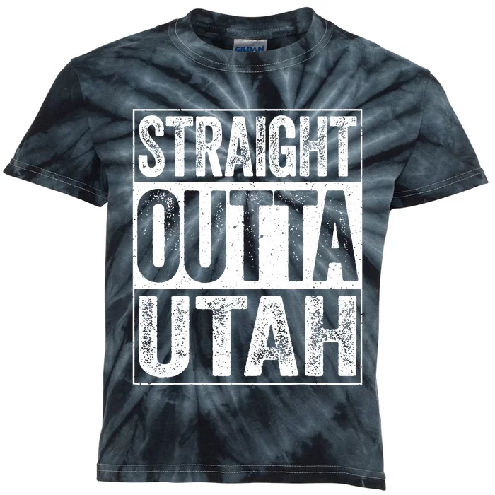 Straight Outta Utah Ut State Gift Kids Tie-Dye T-Shirt