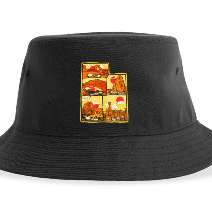 State of Utah Five National Parks Arches Zion Capitol Bryce Sustainable Bucket Hat