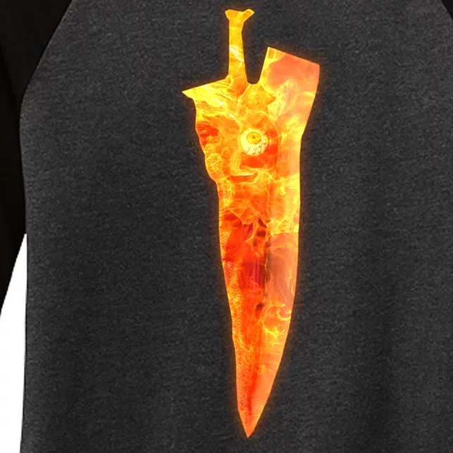 Soul Caliber Soul Edge Sword Flame Blade Women's Tri-Blend 3/4-Sleeve Raglan Shirt