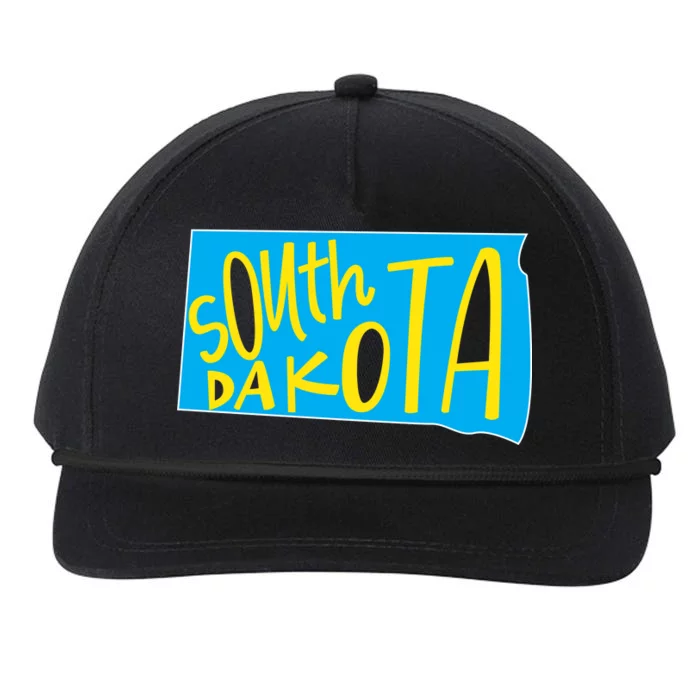 South Dakota Hand Drawn State Outline Snapback Five-Panel Rope Hat