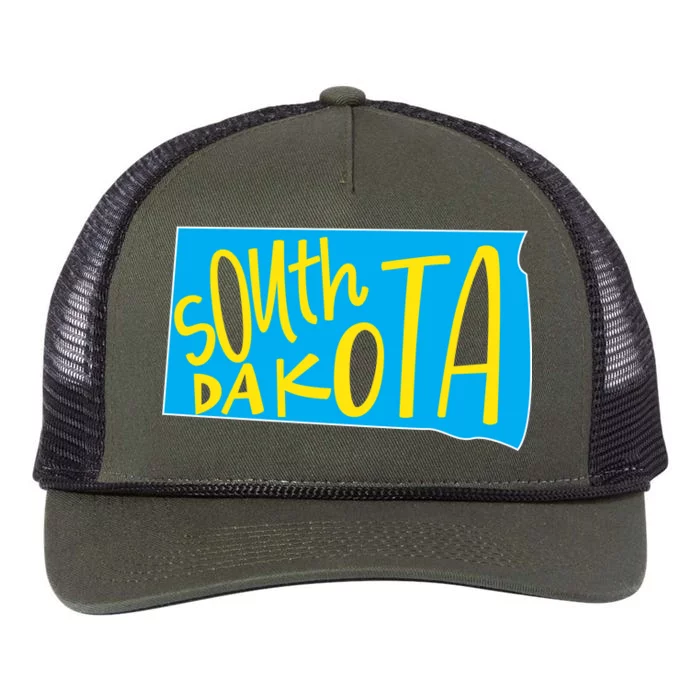 South Dakota Hand Drawn State Outline Retro Rope Trucker Hat Cap