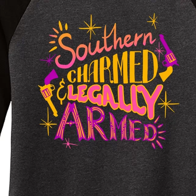 Southern Charmed Legally Armed 2nd Amendment Women's Tri-Blend 3/4-Sleeve Raglan Shirt