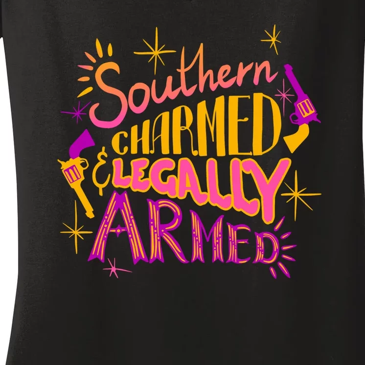 Southern Charmed Legally Armed 2nd Amendment Women's V-Neck T-Shirt