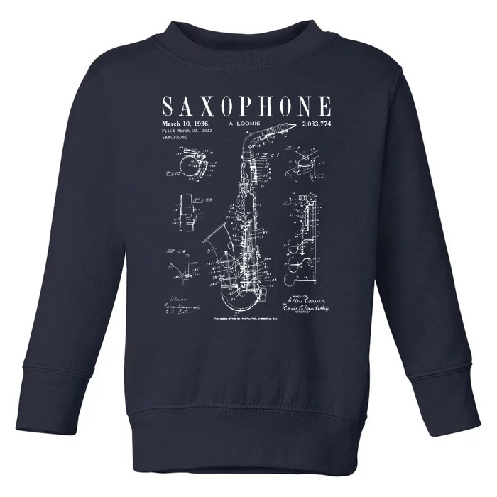 Saxophone Old Vintage Patent Drawing Print Toddler Sweatshirt