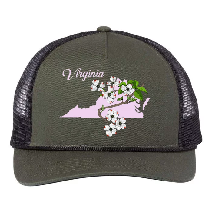 State Of Virginia Flower The American Dogwood Retro Rope Trucker Hat Cap