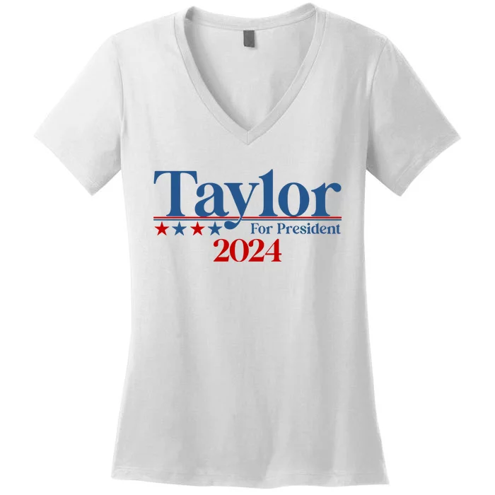 Sharon Osbourne Wearing Taylor For President 2024 Women's V-Neck T-Shirt