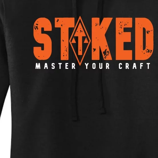 STOKED Orange & White Long Sleeve Women's Pullover Hoodie