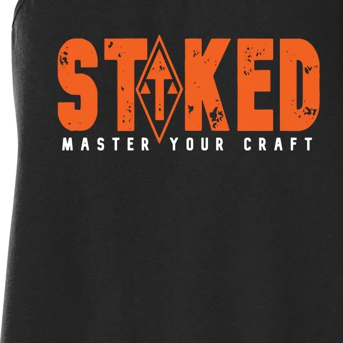 STOKED Orange & White Long Sleeve Women's Racerback Tank