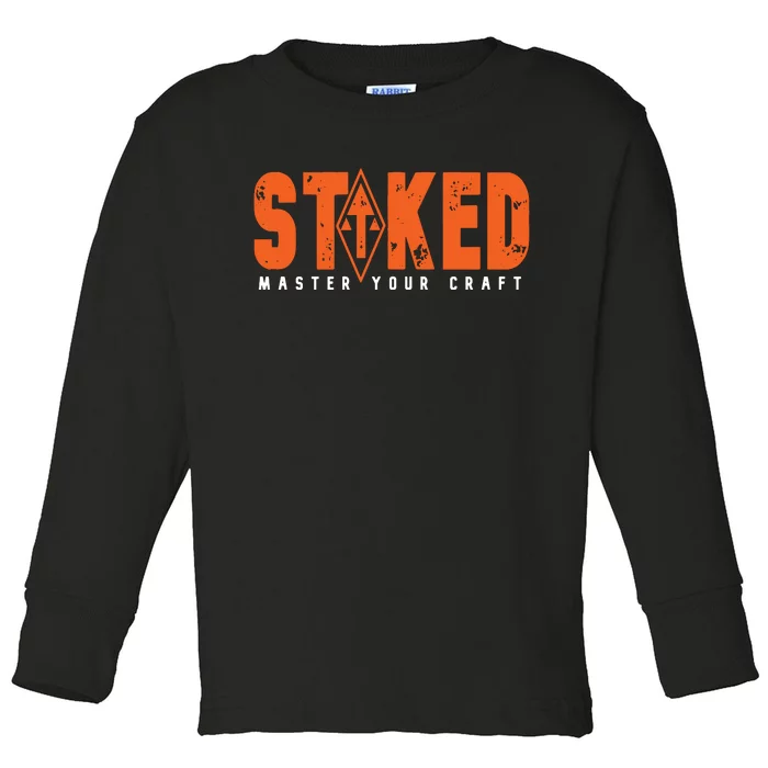 STOKED Orange & White Long Sleeve Toddler Long Sleeve Shirt