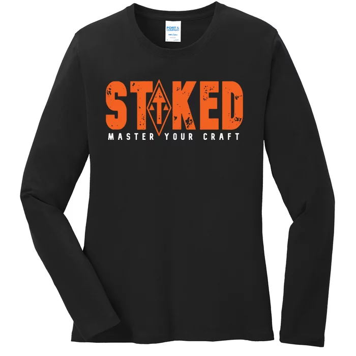 STOKED Orange & White Long Sleeve Ladies Long Sleeve Shirt