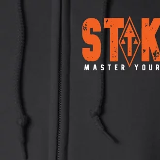 STOKED Orange & White Long Sleeve Full Zip Hoodie